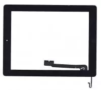 Сенсорное стекло (тачскрин) для Apple iPad 4, черное с кнопкой (OEM)