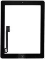 Тачскрин (сенсорное стекло) для планшета Apple iPad 4 (A1458, A1459, A1460) с кнопкой Home, вставкой для камеры и проклейкой, черный, 9.7
