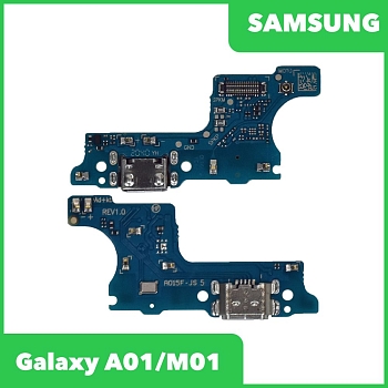 Системный разъем (разъем зарядки) для Samsung Galaxy A01 (A015F), M01 (M015F) и микрофон (узкий коннектор)